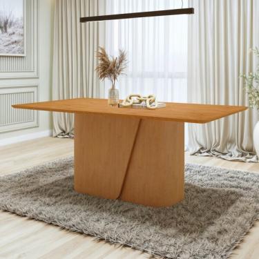 Imagem de Mesa De Jantar Retangular 78x170x90cm Tampo Mdf Amêndoa Clean