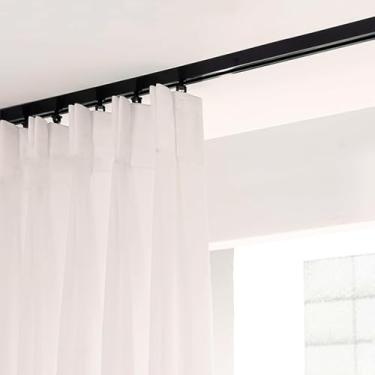 Imagem de Trilho De Cortina De Teto De Alumínio, Trilho De Cortina Reta, Cortinas De Divisor De Quarto Cortinas Para Trilho De Cortina Montado No Teto Para Cortinas,divisor De Quar, Noir, 4.4M (14.4FT)
