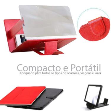 Imagem de Lupa Ampliadora Tela De Celular Portátil Dobrável Vermelho