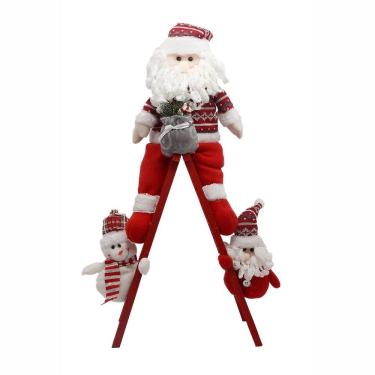 Imagem de Escada De Natal Decorativa Em Poliéster Com Boneco 65cm Papai Noel