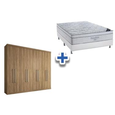 Imagem de Cama Box Casal + Colchão Freedom Ortobom + Guarda Roupa Master Vip 8.4 Atacama
