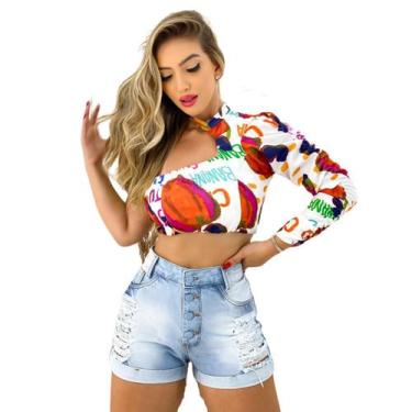 Imagem de Short Jeans Feminino Cintura Alta com lavagem Clara - Fortaleza Jeans,