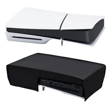 Imagem de Wigearss Capa Protetora Contra Poeira Horizontal Para Console Ps5 Slim, Tecido Oxford 1680D, Proteção Antirriscos, Design Recortado Na Parte Traseira, Preta (Não Profissional)