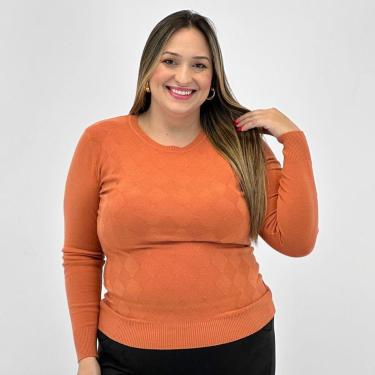 Imagem de Blusa Dunialin de Lã Plus Size Gola redonda Feminina-Feminino