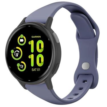 Imagem de Laband Pulseira de relógio fina de silicone de 20 mm compatível com Garmin Vivoactive 6/5/3/3 Music/Forerunner 570 42 mm/165/55/645/245, pulseira de substituição esportiva estreita fina e macia para
