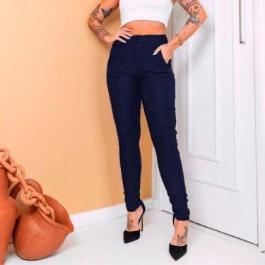 Imagem de Calça Feminina Social Com Bolsos E Com Cinto Tendência Frio  - Bucci B