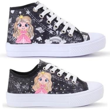 Imagem de Kit Combo 2 Pares Tênis Princesa Feminino Botinha e Cano Baixo - LUKYS