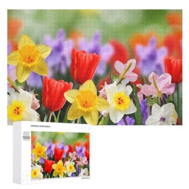 Imagem de Quebra-cabeça 500 peças personalizado flores primavera quebra-cabeça para adultos quebra-cabeça imagem de madeira quebra-cabeça desafiador com saco de armazenamento quebra-cabeça reunião familiar para