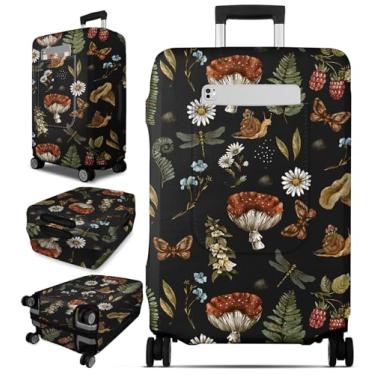 Imagem de Slohif Capa de bagagem para mala de viagem com proteção aprovada pela Tsa – capa grande para viagem elástica capa de bagagem protetora lavável ajuste 45-81 cm, Preto, S-(22-24) Inch, Cogumelo