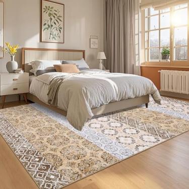 Imagem de COZYLOOM Tapetes grandes para sala de jantar, tapete ultramacio, com detalhes orientais, 25 x 30 cm, capa de chão vintage fina, dobrável, estampa de flores, tapete interno para sala de estar, cozinha