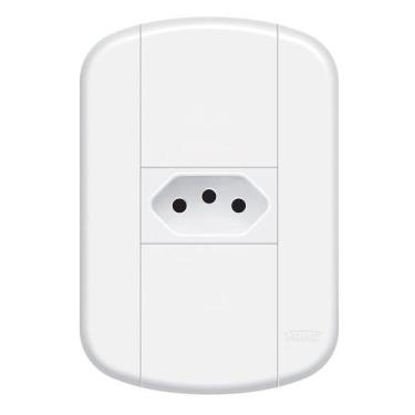 Imagem de Conjunto Espelho 4x2 com 1 Tomada 10A 250V~ Horizontal Linha Blanc Fam