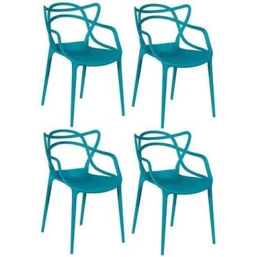 Imagem de Kit 4 cadeiras allegra azul turquesa - AJ