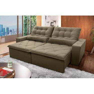 Imagem de Sofá Retrátil Reclinável Islândia 2,10m Suede Velut Preto Molas no Assento - King House