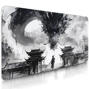 Imagem de Mouse Pad Dragon Gaming Anime Grande, Tapete de Manga Dragão com Base Antiderrapante e Bordas Costuradas, Grandes Tapetes de Mesa para Teclado de Computador, Tapete de Mesa Estendido para Escritório