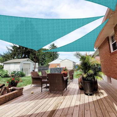 Imagem de Patio Paradise 33,02 cm x 33,02 cm x 33,02 cm Turquesa Verde Toldo Toldo Equilateral Triângulo Canopy - Tecido Permeável com Bloco UV Durável Externo - Personalizado Disponível