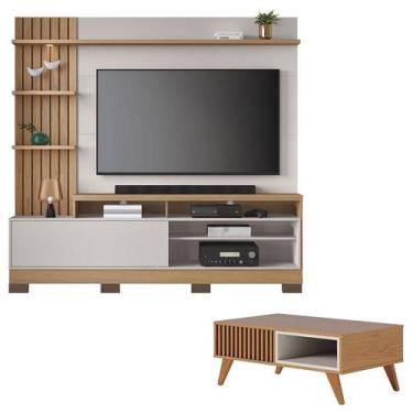 Imagem de Estante Home Theater Maceió com Pés e Mesa de Centro Jeri Freijó Off W