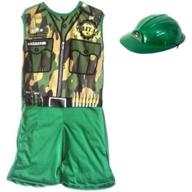 Imagem de Kit Infantil Fantasia Militar Com Capacete - G