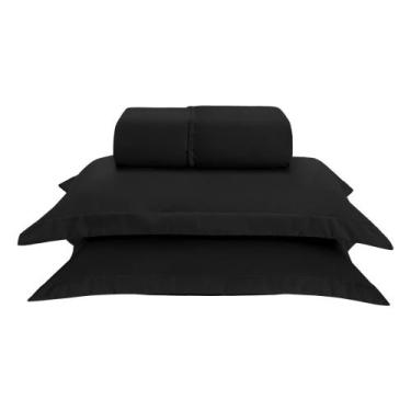 Imagem de Jogo de Lençol Basic Percal 300 fios Casal 3 Peças Preto - Home Fernan