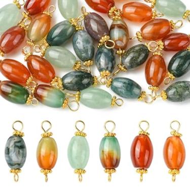 Imagem de UR URLIFEHALL 30 berloques aleatórios de conector de pedras preciosas naturais requintadas em forma oval para colar faça você mesmo, pulseira, brincos, fabricação de joias