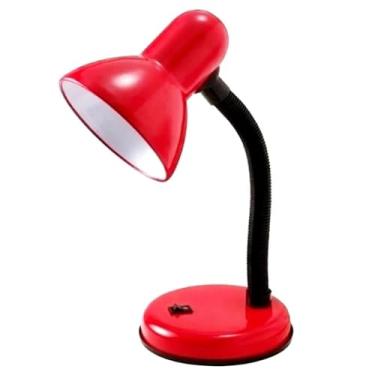Imagem de Abajur Luminária de Mesa Articulada com Base Bivolt - Ideal para Escritório, Quarto, Trabalho, Estudo, Leitura (Vermelho)