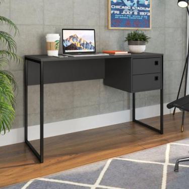 Imagem de Mesa Escrivaninha Industrial 120cm 2 Gavetas Nubia Grafite Z54 - Mpoze