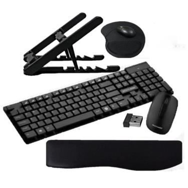 Imagem de Suporte Notebook, Teclado e Mouse Sem Fio Multilaser Tc251 , Apoio de Teclado(Keypad) e Mousepad Preto liso 