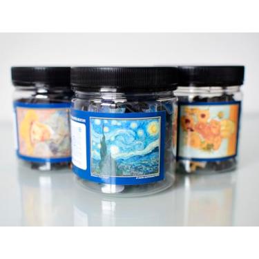 Imagem de COMBO 03 Quebra-Cabeças Van Gogh, com 120 Peças cada: Noite estrelada, Autoretrato com chapéu e Girassóis, Remontar