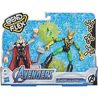 Imagem de Avengers Figuras De Ação Dos Vingadores Marvel Bend And Flex Thor Vs. Loki, Flexíveis 15 Cm, Inclui 2 Acessórios, Para Maiores 4 Anos