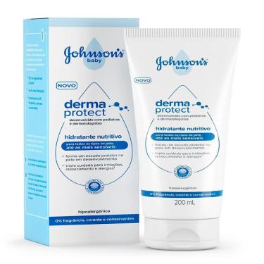 Imagem de Creme Hidratante Nutritivo Derma Protect Johnson`s Baby para Todos os Tipos de Pele 200ml