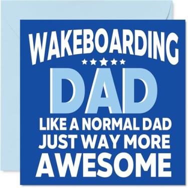 Imagem de Cartão de aniversário de wakeboard para pai - Awesome Dad Sports - Cartão de feliz aniversário para homens, cartões de felicitações masculinos de 14 cm