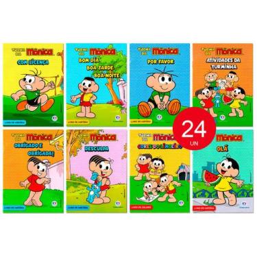 Imagem de Turma Da Mônica 2021 Kit 24 Livrinhos Lembrancinha Sacolinha De Aniver