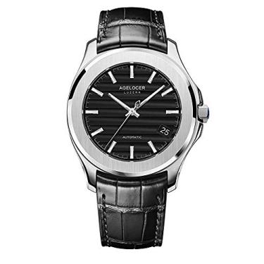 Imagem de Relógio masculino Agelocer com mostrador gradiente mecânico de luxo de aço inoxidável, AGL:6302A1