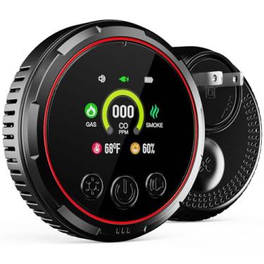 Imagem de Detectores de monóxido de carbono, detector de gás natural 5 em 1, detector de fumaça, detector de monóxido de carbono de viagem, detector de gás combustível e detectores de temperatura/umidade