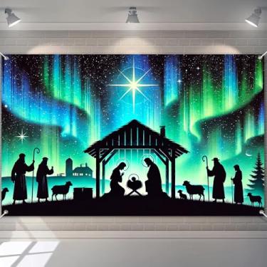 Imagem de BlissYard Banner de Natal para presépio decoração de Natal com silhueta de estrela aurora decoração religiosa para férias em casa 180 x 109 cm pano de fundo de fotos suprimentos para festivais de