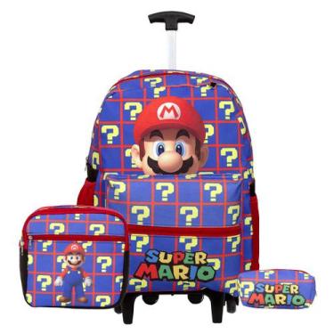 Imagem de Bolsa Escolar Menino Carrinho Mario Juvenil Aulas Resistente - TOYS 2U