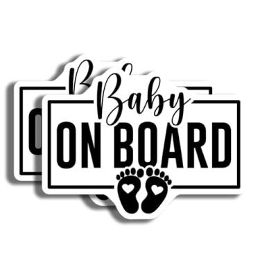 Imagem de Adesivos de bebê a bordo - Decalque de carro de bebê a bordo - Anúncio de bebê fofo - Placa de segurança para carro - Sinal de carro de bebê - Presente de chá de bebê - Design decorativo durável para