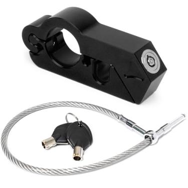 Imagem de YoShin Trava de motocicleta 2 em 1 com 2 chaves, combo de trava de guidão e trava de capacete, dispositivo de bloqueio anti-roubo resistente para scooters, quadriciclos, bicicletas elétricas, preto,