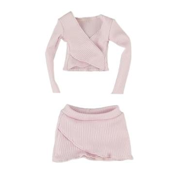 Imagem de oshhni 1:6 Crop top feminino manga comprida ajustado cosplay, moda, clássico, roupas de boneco de ação para acessório de boneco de ação de 12 polegadas, Rosa