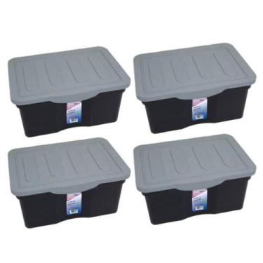 Imagem de Kit 4 Caixas Organizadoras Multiuso C/ Tampa 5 L Preta - Arqplast
