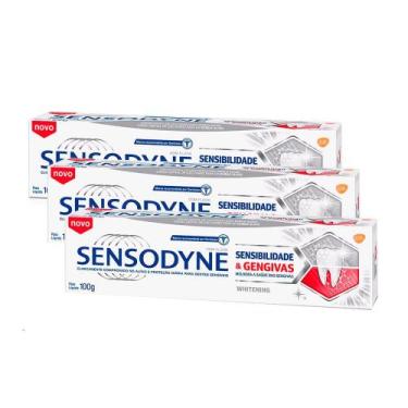 Imagem de Kit 3 Creme Dental Sensodyne Sensibilidade e Gengivas Whitening 100g