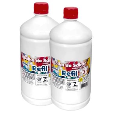 Imagem de Kit 2 Refil Para Bolha de Sabão Bubble 1 Litro Incolor Atoxico