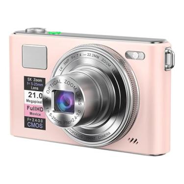 Imagem de MotiveTech Câmera digital compacta de brinquedo, gravadora, câmera com de 5x, vídeo 4K, portátil, versátil e resistente, acessórios para shows e viagens, Rosa