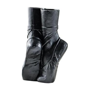 Imagem de Fenteer Vaso de porcelana, vaso de flores, centro de mesa, enfeite de mesa, arranjo de flores decorativo para sala de estar, decoração de prateleira, Preto