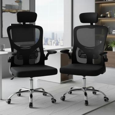 Imagem de Kit 2 Giratória Cadeiras Reunião Presidente Ergonômica Apoio de Cabeça