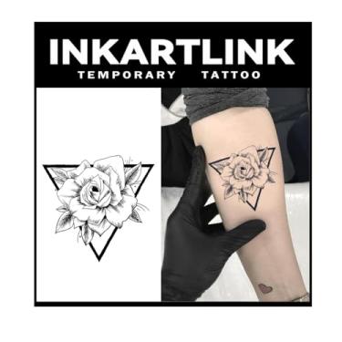 Imagem de INKARTLINK Tattoo Tech, tatuagem semipermanente média de 2 folhas, tatuagens temporárias, duram de 1 a 2 semanas, à prova d'água, visual realista, sem adesivo, sem reflexo (design de tinta floral)