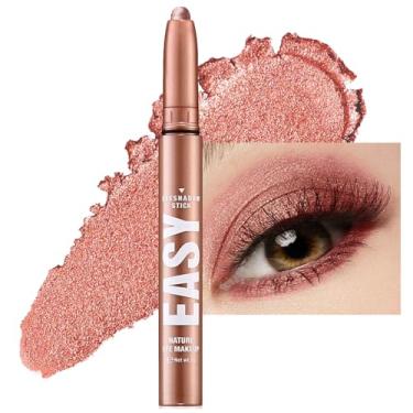 Imagem de Wavuketu Bastão de sombra vermelha com brilho creme, maquiagem para lápis de sombra, bastão iluminador de sombra de olhos altamente pigmentado à prova de vincos, hipoalergênico à prova d'água de longa