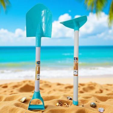Imagem de Brinquedo de Praia Kit Enxada e Pá para Brincar na Areia ao Ar Livre -