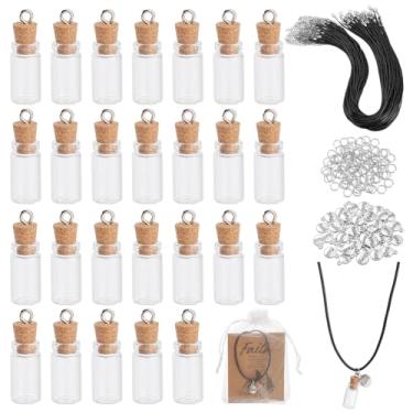 Imagem de NBEADS Kit de 50 conjuntos de colares de semente de mostarda, pingentes de mini garrafa de vidro DIY com cordão de couro, cartões inspiradores, presentes cristãos para lembrancinhas de batismo, sem