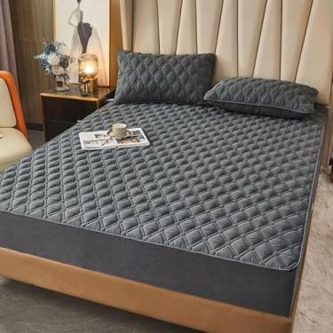 Imagem de Protetor de colchão adequado para a pele, lençol de elástico King/Queen, respirável, macio, silencioso, capa contra poeira com bolso profundo para casa, hotel-cinza-2||California King: 200,7 x 2,21 cm