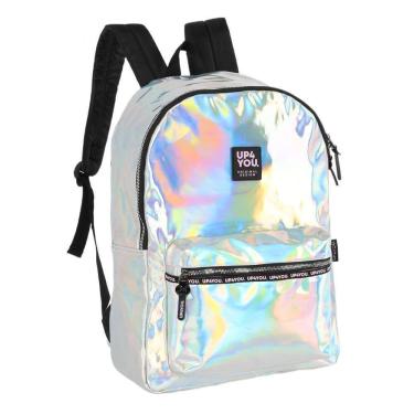 Imagem de Mochila Costas 18 Juvenil Holográfica Prata Up4You Luxcel